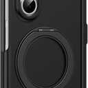 Magnetic Case for Samsung Galaxy Z Fold 7, All-Inclusive Screen Hinge Protection Frosted Case with S-Pen Holder and Metal Ring Stand Cover,Black,Z Fold 7