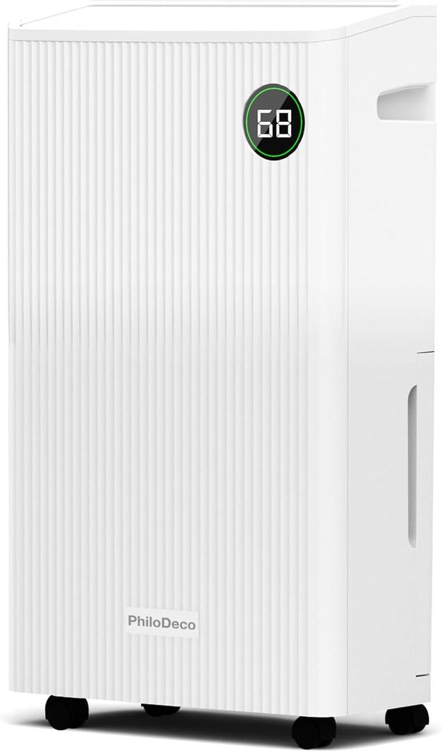 PHILODECO 80 Pint 4500 Sq.Ft Dehumidifier with Drain Hose, Automatic Defrosting, Intelligent Humidity Control with 24HR Timer, Smart Quiet Dehumidifier, for Basement, Bathroom, Bedroom, Home, White