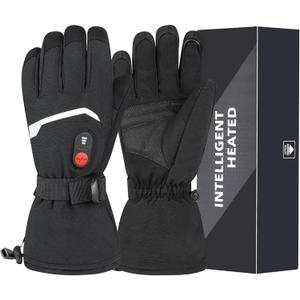 Sun Will Heated Ski Gloves Men Women Children Electric Rechargeable Battery Mittens for Winter Skiing Skating Snow Camping Hiking Arthritis Heated Gloves 7.4V 2200mAh, Size Small
