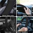 Frani Nappa Leather Steering Wheel Cover,Universal Fit 15 Inch-Premium Non-Slip Breathable Comfort Grip for Cars Trucks SUVs,Anti-Slip Durable Interior Upgrade Black