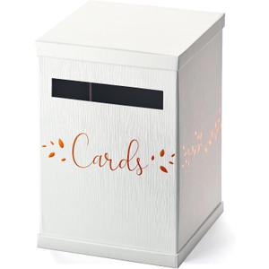 White & Rose Gold Card Box, Large 12 Gift Card Holder, Wedding Mailbox, Sweet 16, Birthday Party, Graduation, Baby & Bridal Shower, Quinceanera, Money Basket, Funeral, Retirement, Pink Envelope Box