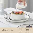 MALACASA Plates and Bowls Sets, 12 Pieces Modern Porcelain Dinnerware Set for 4 White Kitchen Dinner Dining Ware Set wtih Black Rim Ceramic Dishware Dishes Microwave and Dishwasher Safe, Series LUNA