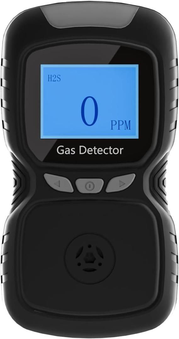 H2S Monitor Clip Single Gas H2S Detector Portable Hydrogen Sulfide Detector Gas Leak Detectors with Buzzer and Red Indicator Alarm Clip on 0~100ppm H2S Gas Detector