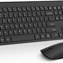 Wireless Keyboard and Mouse Combo, Silent Full-Size Computer Keyboard with Calculator Button, 2400 DPI Mice, Quiet Click, Slim Cordless USB Set for Laptop PC Windows Mac - Black