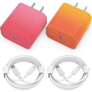 iPhone Charger Fast Charging, 2 Pack 20W USB C Wall Charger Block with 2 Pack MFi Certified 6FT Type C to Lightning Cables for iPhone 14 13 12 11 Pro Max XR XS X, iPad,AirPods ProColorful-4