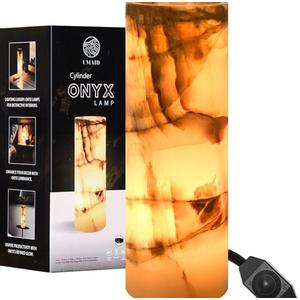 UMAID Handcrafted Onyx Marble Table Lamp, Each Lamp One-of-a-Kind with Natural Patterns, Warm Amber Glow, Dimmable Cord & Bulb, Modern Home Decor for Bedroom, Desk, Office, Living Room, or Bedside