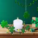 Winlyn 4 Pcs St. Patrick's Candle Ring Lucky Shamrock Candle Wreath Rings Green Clover and Berry Wreaths 9.5" for Spring Irish St. Patrick's Day Wedding Kitchen Cabinet Wall Window Front Door Decor