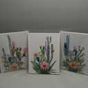 Wall Art for living room Canvas Prints Artwork bathroom Wall Decor Simple Life Green plants cactus Picture Watercolor painting 3 Pieces Framed bedroom wall decorations Office Works Home Decoration