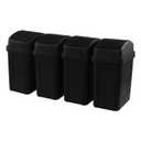 4 Pack 7 L Small Garbage Can with Swing Lid, Black Plastic Trash Can