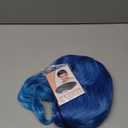 Long Blue Wavy Wig Middle Part for Women 26 Inch Ombre Blue Curly Wavy Wig Natural Looking Synthetic Heat Resistant Fiber Wig for Daily Party Use