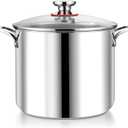 P&P CHEF 12 Quart Stainless Steel Stockpot with Glass Lid, Extra Large Stock Cooking Pot Cookware for Induction Gas Electric Stoves, Visible Lid & Measuring Markings, Heavy Duty & Dishwasher Safe
