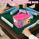 Empty Mahjong Tile Bag, 9.45x6.3x4.72in Pink Waterproof PVC Mahjong Mah Jong Tile Holder Rack Storage Pouch Travel Bags with Zipper Transparent for Game Lovers Accessories (Rose Red)