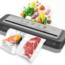 MegaWise Vacuum Sealer Machine  2023 New Version, 80kPa Suction Power, One-Touch Automatic Operation, Compact Design with Built-in Cutter, Includes Vacuum Bags, Ideal for Food Storage (Silver)