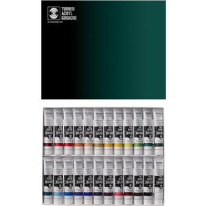 Turner Acrylic Paint Set Artist Acryl Gouache - Super Concentrated Vibrant Acrylics, Fast Drying, Velvety Matte Finish - [Set of 24 | 20 ml Tubes] (0.68 Fl Oz (Pack of 24))