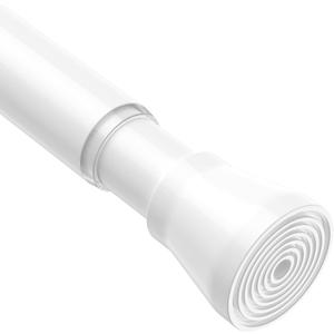 MEXAU 1Pack tension rods 29 to 64 inches White tension rod curtain rods no drilling Anti-Slip tension curtain rods adjustable curtain rod spring rod for Windows Doorway Closet Door