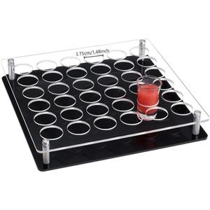 NBEADS 36 Shot Glass Tray Holder, Acrylic Shot Glasses Holders Wine Glass Cup Serving Tray Cups Organizer Shot Glass Display Bar Accessories for Party Bar Club, Hole: 1.5"