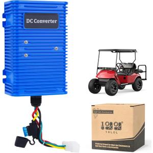 Universal Golf Cart Voltage Reducer DC Converter 36V or 48V to 12V 30 A 360W for EZGO Club Car Yamaha Golf Carts, with Power Cables