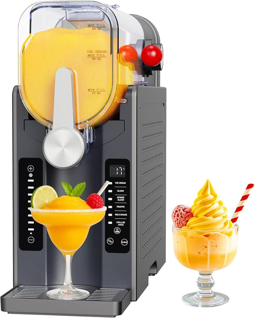 Slushie Machine: No Ice Needed All-in-One Slushy Maker for Home, Real-Time Temp Display, Auto-Clean, 6 Preset | Frozen Margaritas, Cocktails, Frapps, Ice Cream, Smoothies, Milkshakes,Summer Parties