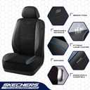 Skechers Air-Cooled Memory Foam Seat Covers,Mesh Thick Car Seat Covers,Piping Leather Car Seat Covers Front Seats,Airbag Compatible,Automotive Comfort Universal Fit Most Cars,Vans,Truck,SUV,Blue