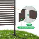 OTOSUNNY Metal Outdoor Privacy Screen with Stand, 4 ft W x 6 ft H PE-Coating Steel Pipes and Slats Panels, Decoative Privacy Screen Fence Panels Freestanding for Outside Patio Garden Backyard, Brown