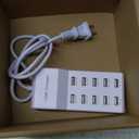 USB Charger Station Block with Rapid Charging Auto Detect Technology Safety, 10-Port Family-Sized Smart USB Ports for Multiple Devices Smart Phone Tablet Headphones