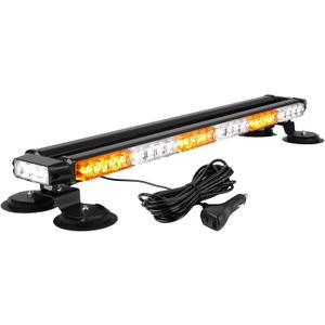 ASPL 29.5" 54 LED Strobe Light Bar Double Side Flashing High Intensity Emergency Warning Flash Strobe Light with Magnetic Base for Safety Construction Vehicles Tow Trucks Pickup (Amber/White)