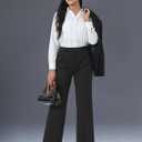 Wide Leg Work Pants for Woman Stretchy Office Slack Dress Pants Business Trousers with Pockets (Black, M)
