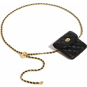 Women's Mini Chain Belt Bag with Detachable Belt, Leather Fanny Pack