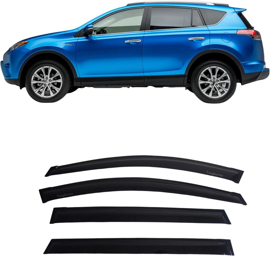 Window Rain Guards, Vent Deflectors, Window Visors, Outside Mount Fits for 2014 2015 2016 2017 2018 Toyota RAV4 SUV 4pcs