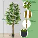 Warmplants Artificial Ficus Tree, 7ft Silk Fake Ficus Leaves Plant with Basket, Indoor Outdoor Faux Green Tree for Home Garden Office House Livingroom Dcor