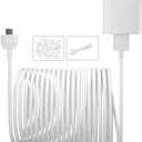 Itramax 15FT Blink Mini Charger Cable with Wall Adapter(1Pack)NOT for Blink Mini 2,Charger Brick and Micro USB End Camera Charging Extension Cord,Waterproof Long Power Supply Cables for Blink Security (White)