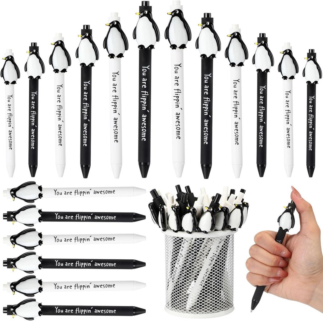 MotiMind 30 Pcs Valentine Day Inspirational Positive Pens Bulk Employees Appreciation Gifts Affirmation Motivational Quote Pens for Coworker Team Thank You Gifts (Penguin)