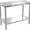 Stainless Steel Commercial Kitchen prep Counter Dining Table, 2040 inches, Double-Layer Design, Suitable for Kitchens, garages, and Outdoor BBQ