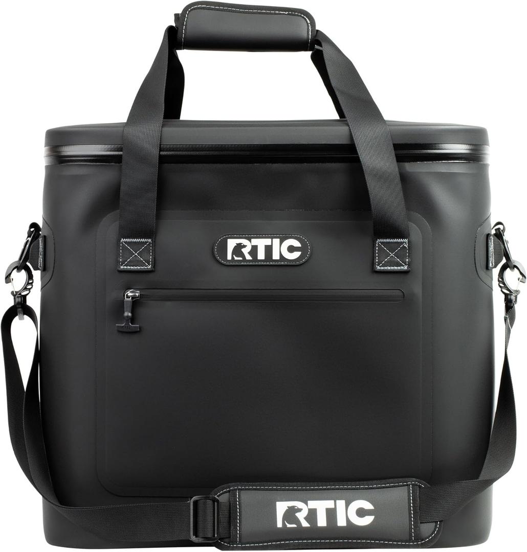 RTIC Ultra-Tough Soft Cooler 50 Can, Insulated Bag Portable Ice Chest Box for Lunch, Beach, Drink, Beverage, Travel, Camping, Picnic, Car, Trips, Floating Cooler Leak-Proof with Zipper (Black)
