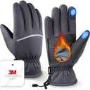 Winter Gloves Men Women Made with 3M Insulation & Plush Lining, -10°F Windproof & Water-Resistant Snow Gloves for Cold Weather, Ski Glove with Reflective Strips & Touchscreen Fingers for Running, Size: XS