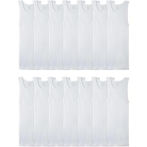 Fruit of the Loom Men's Sleeveless Tag Free Moisture Wicking Tank A-Shirt (14 Pack - White) XL