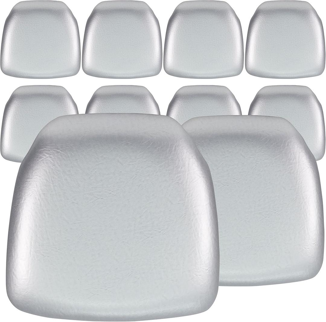 Flash Furniture Amelia 10 Pack Hard Silver Vinyl Chiavari Chair Cushion (Set of 10)