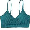ZAFUL Women's V Neck Tankini Top Ribbed Adjustable Spaghetti Straps Bikini Top Bathing Suit Swim Tops(Teal,M)