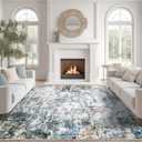 8x10 Washable Area Rug - Modern Abstract Distressed Vintage Carpet with Non-Slip Backing, Stain Resistant & Non-Shedding for Living Room Bedroom, Dining Table, Home Office(Multi-Color, 8'x10')