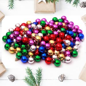 TKYGU 144 PCS/1.18 inch Christmas Tree Ornaments, Christmas Ball Decoration Set Color MixingRed Green Gold Blue Purple Silver Christmas Ball Shatterproof Hanging Tree Ornament Set