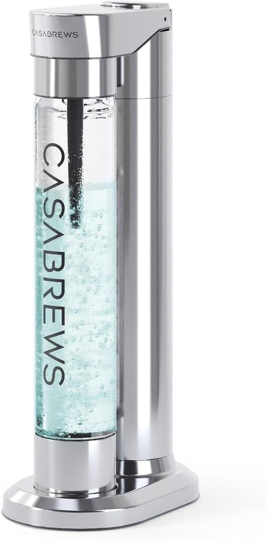 CASABREWS EDGE Soda Streaming Machine, Stainless Steel Sparkling Water Maker with Dual Safety Valves, BPA Free Bottle Soda Maker Carbonates Water, Wine, Juice, Uses 60L CO2 Carbonators (NOT Included).