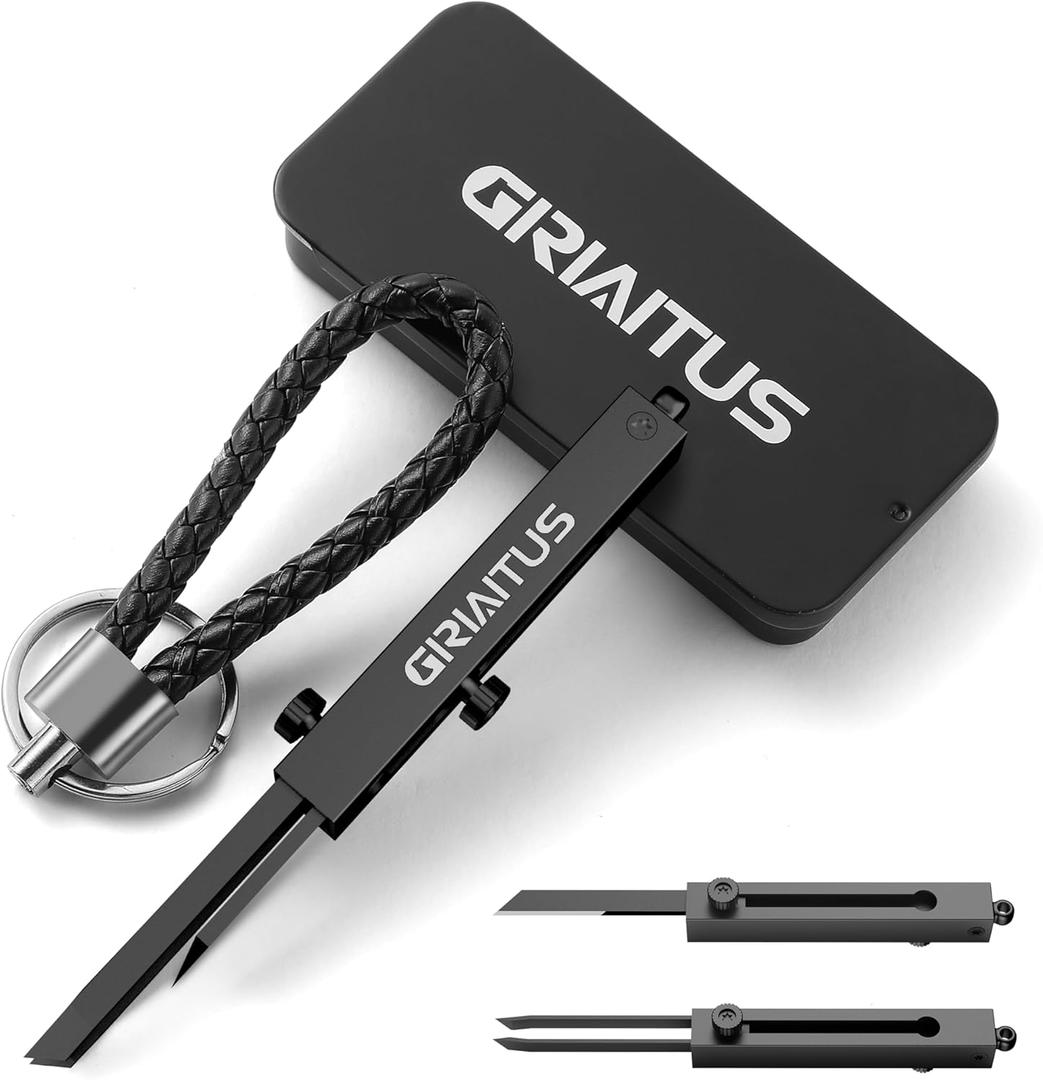 EDC Pocket Knife 2 in1 Keychain Tweezers Precision Multitool Box Cutter Retractable Multi Tool Utility Knife Portable for Splinters, Craft, Jewelry, Soldering, Outdoor Work Men Women Gift (Black)