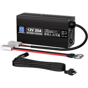 ECO-WORTHY 12V 20A Lithium Battery Charger 14.6V LiFePO4 Battery Charger with Quick Connector Automatic Smart & Maintenance for Deep Cycle Rechargeable Battery Boat RV