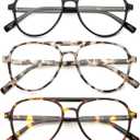 DXYXYO Retro Aviator Reading Glasses for Women, Mens Lightweight Blue Light Blocking Computer Readers 1.75
