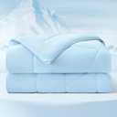 Bedsure Cooling Comforter Queen Size - Cooling Blankets for Hot Sleepers, Lightweight Comforter for Summer with Dual-Sided Cool Tech, Soft Breathable Cold Blanket for Sleeping, Blue, 88x88 Inches