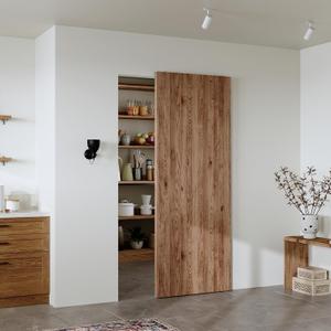 32" Concealed Sliding Barn Door Hardware Kit with Soft Close Mechanism for 24in Passage Opening, Hidden Sliding Door Hardware, Trackless Rail, Wall Mount for Interior Wooden Doors (NO Door)