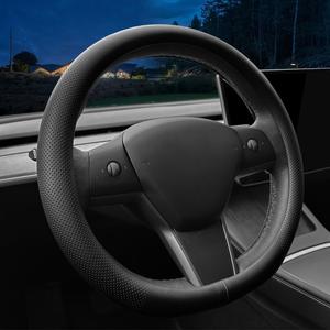 LKWLIKEI Nappa Leather Ultra-Thin Steering Wheel Cover, for Tesla Model 3/Y Steering Wheel Cover, Non-Slip Design and Interior Modification of car Accessories (Black) LKWLIKEI Nappa Leather Ultra-Thin Steering Wheel Cover, for Tesla Model 3/Y Steering Wheel Cover, Non-Slip Design and Interior Modification of car Accessories (Black)