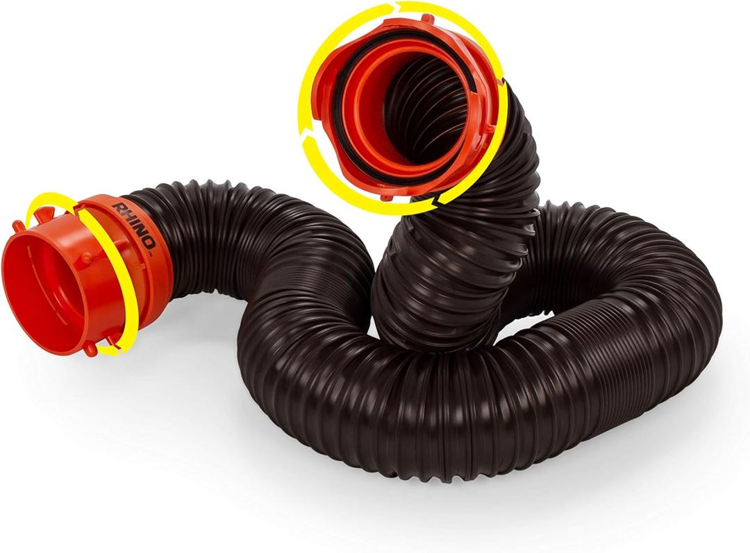 Camco RhinoFLEX RV 5ft Sewer Hose Extension Kit with Swivel Fitting - 39765, Black