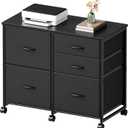 YeTom Lateral File Cabinet with 5 Drawers Rolling Filing Cabinets Under Desk Storage Printer Stand with Wheels,Mobile File Cabinet for Home Office,Black
