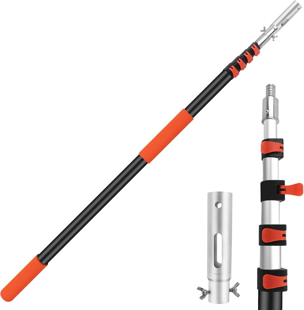 Telescopic Pool Pole, Extendable Pool Pole 16FT Heavy Duty Aluminum Telescoping Pool Cleaning Pole with 4 Baffle Locks, Universal 1.25" Pole for Pool Skimmer Nets, Rakes, Brushes & Vacuum Heads